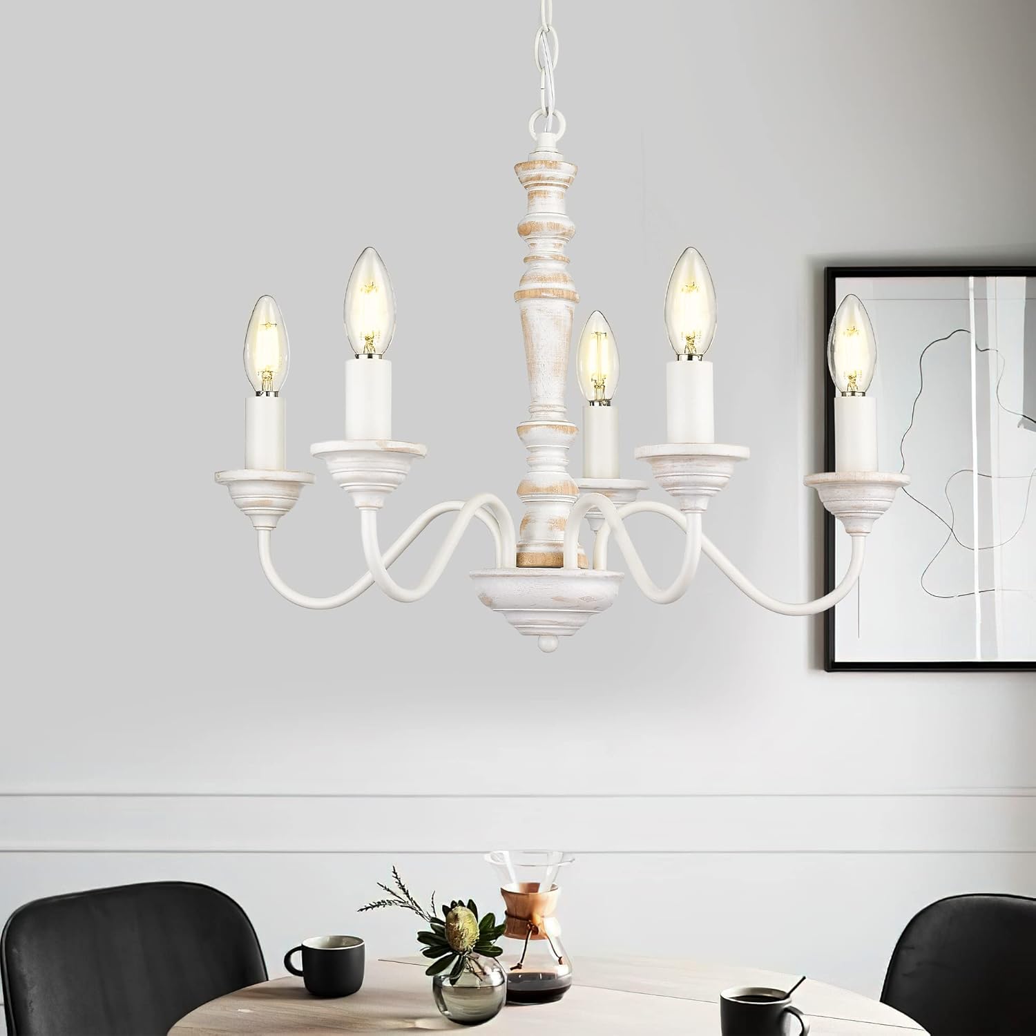 French Country 5-Light Wood Chandelier Q41378