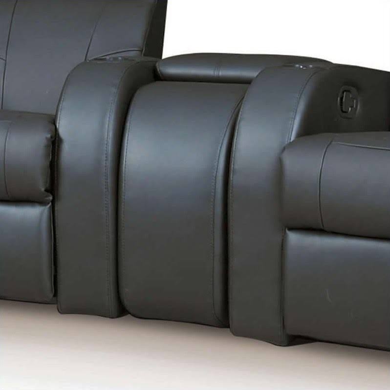 Black Leather Home Theater Wedge Console E518