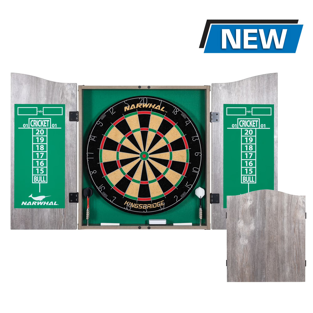18 in Dartboard and Cabinet Set with 6 Steel Tip Darts W325147