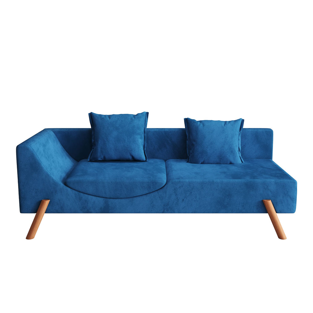 Modern Velvet Convertible Recliner Sofa with Ottoman L856
