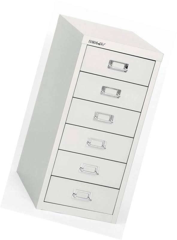 White 6 Drawer Steel Under-Desk Storage Cabinet P40533