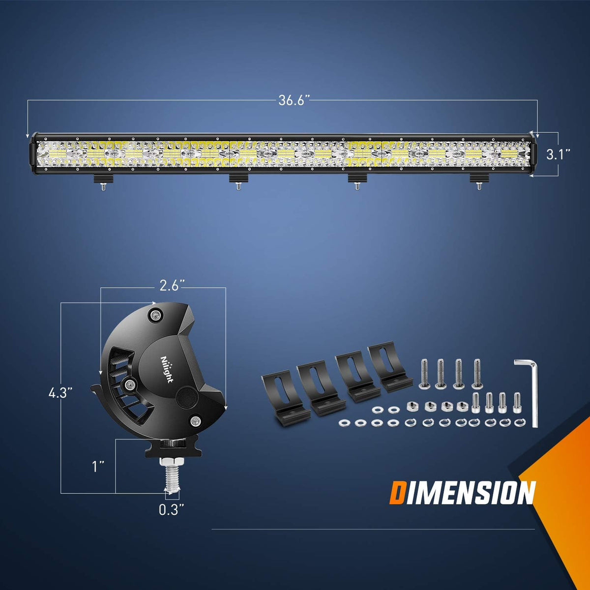 37Inch 780W Triple Row Flood Spot Combo Bar 78000LM Waterproof Led Work Light Pack of 2 Y7797