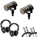 2-Pack Dynamic Podcasting Microphone with Headphones and Cables S4180
