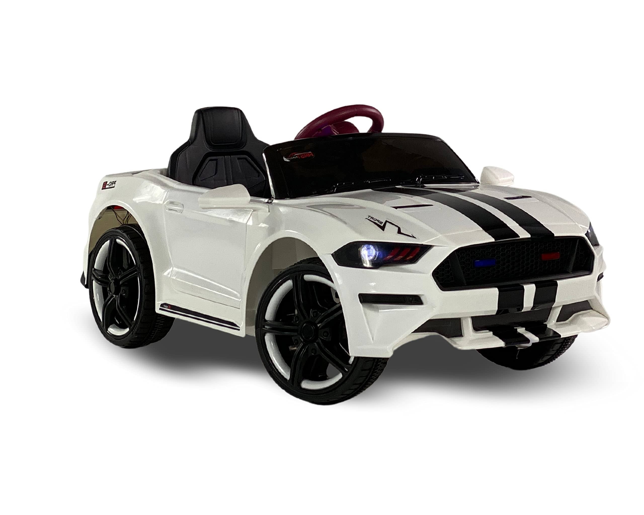 White 12V Power Dual Motor Kids Electric Ride on Toy Car C2485