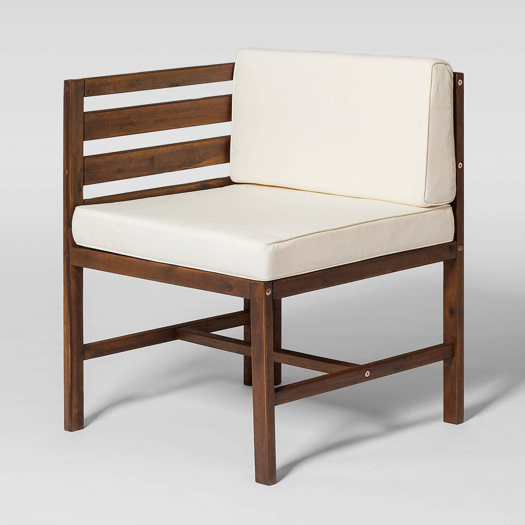 3PC Modular Outdoor Acacia Chairs + Ottoman - Dark Brown H7878