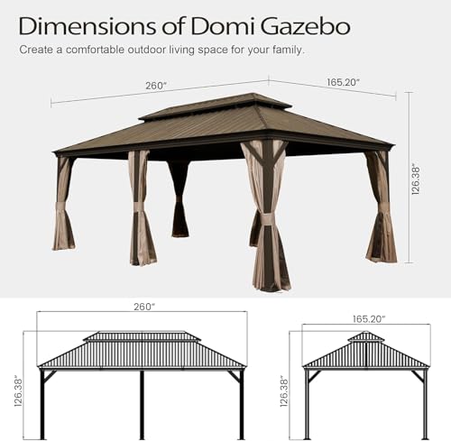 10’ x 10’ Gray Hardtop Gazebo with Netting & Curtains G707