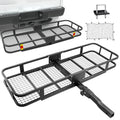 Hitch Mount Folding Cargo Basket with Cargo Net and Anti-rattle Stabilizer, 500 LB Capacity, Fits 2" Receiver E13659