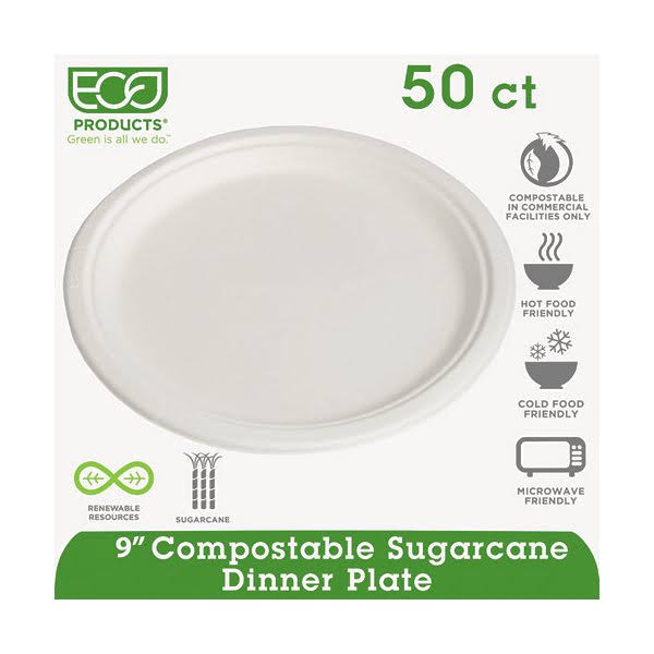 Compostable Sugarcane Dinnerware, Natural White, 50 count G148
