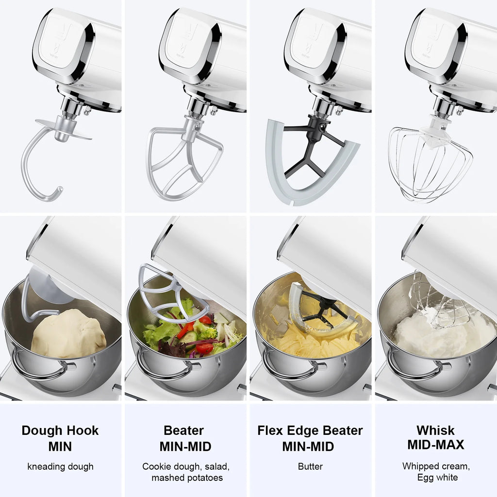 6 Adjustable Speeds Electric Stand Mixer with 4.2 QT Stainless Steel Bowl I503