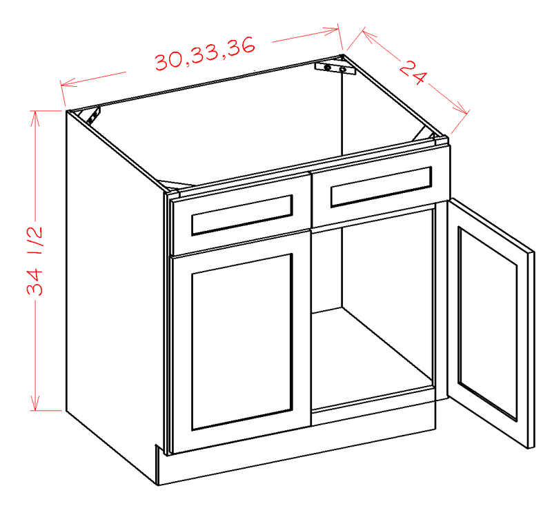 Grey 36x22 x 34.5x22 x 24x22 Sink 2 Doors 2 False Drawers Base Cabinet High-Density Fiberboard U719510