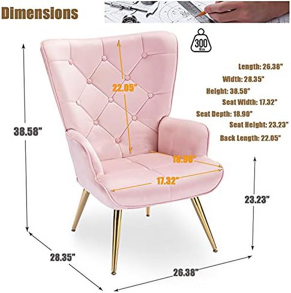 Pink Velvet Accent Chair with Pillow Y782401