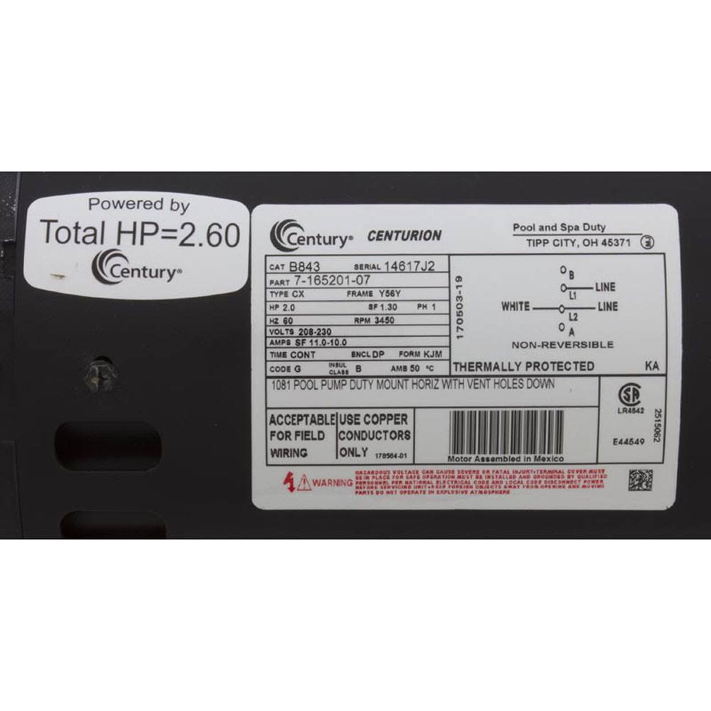Square Flange 2HP Full Rated 56Y Pool and Spa Pump Motor L69073