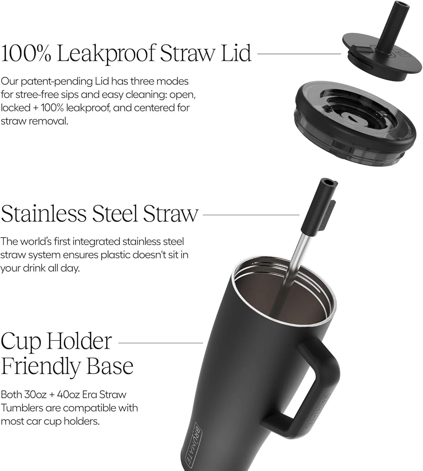 30 oz Stainless Steel Tumbler with Handle and Straw P5764