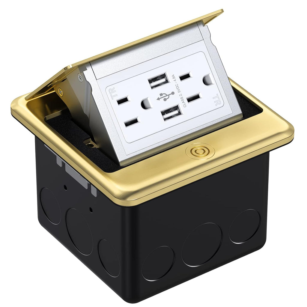 Black Pack of 2 Pop Up Floor Outlet Box with USB Recepatacle Outlet Y500688