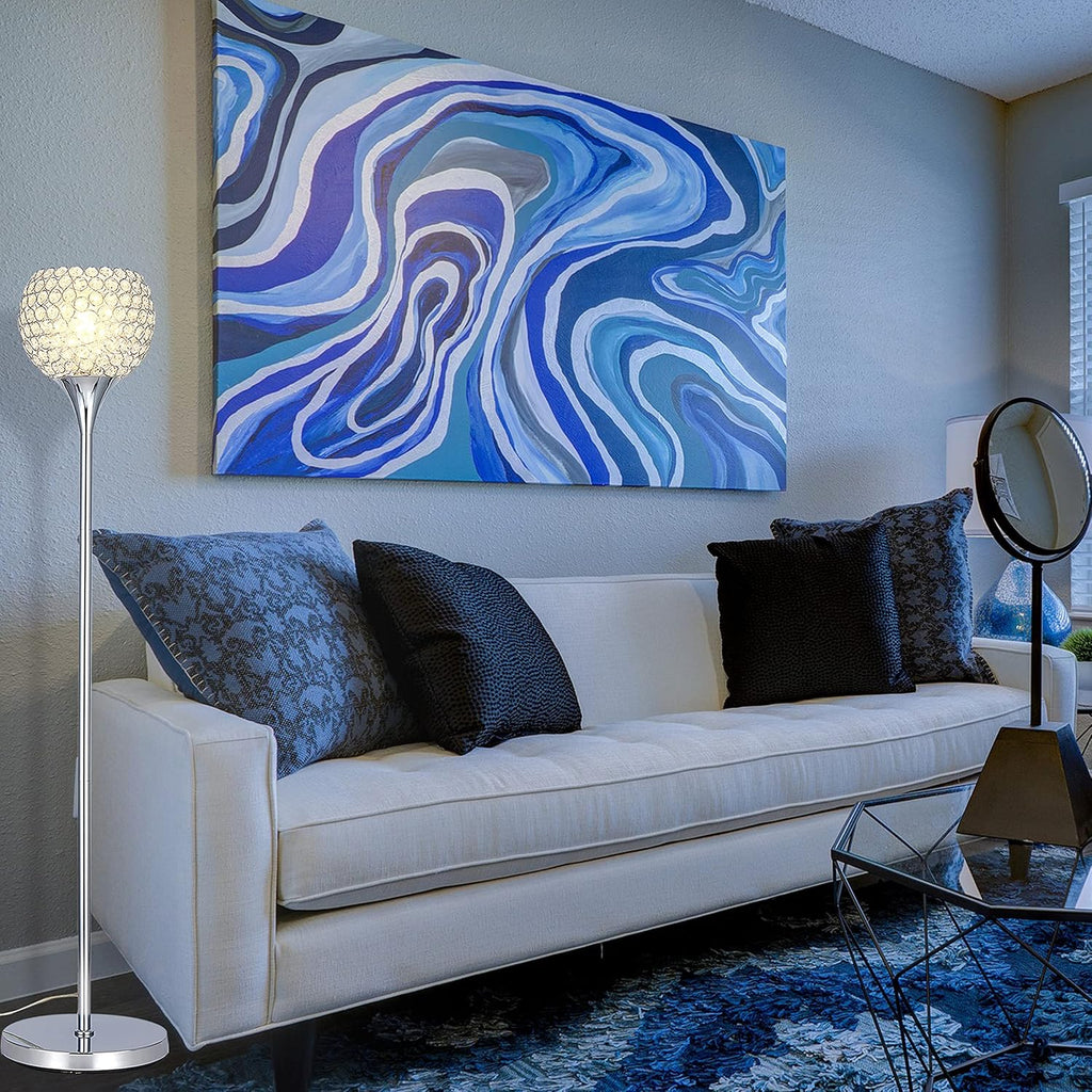 Spherical Crystal Floor Lamp, 1-Light Chrome Finish, E26 Base, LED Bulb Included A933755