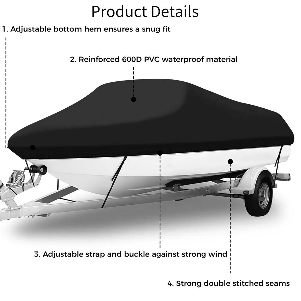 Boat Cover for V-Hull Runabouts Outboards and I/O Bass Boats, Fits up to 20-22ft K909