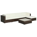 6 Piece White Cushioned Poly Rattan Outdoor Furniture Set G9472