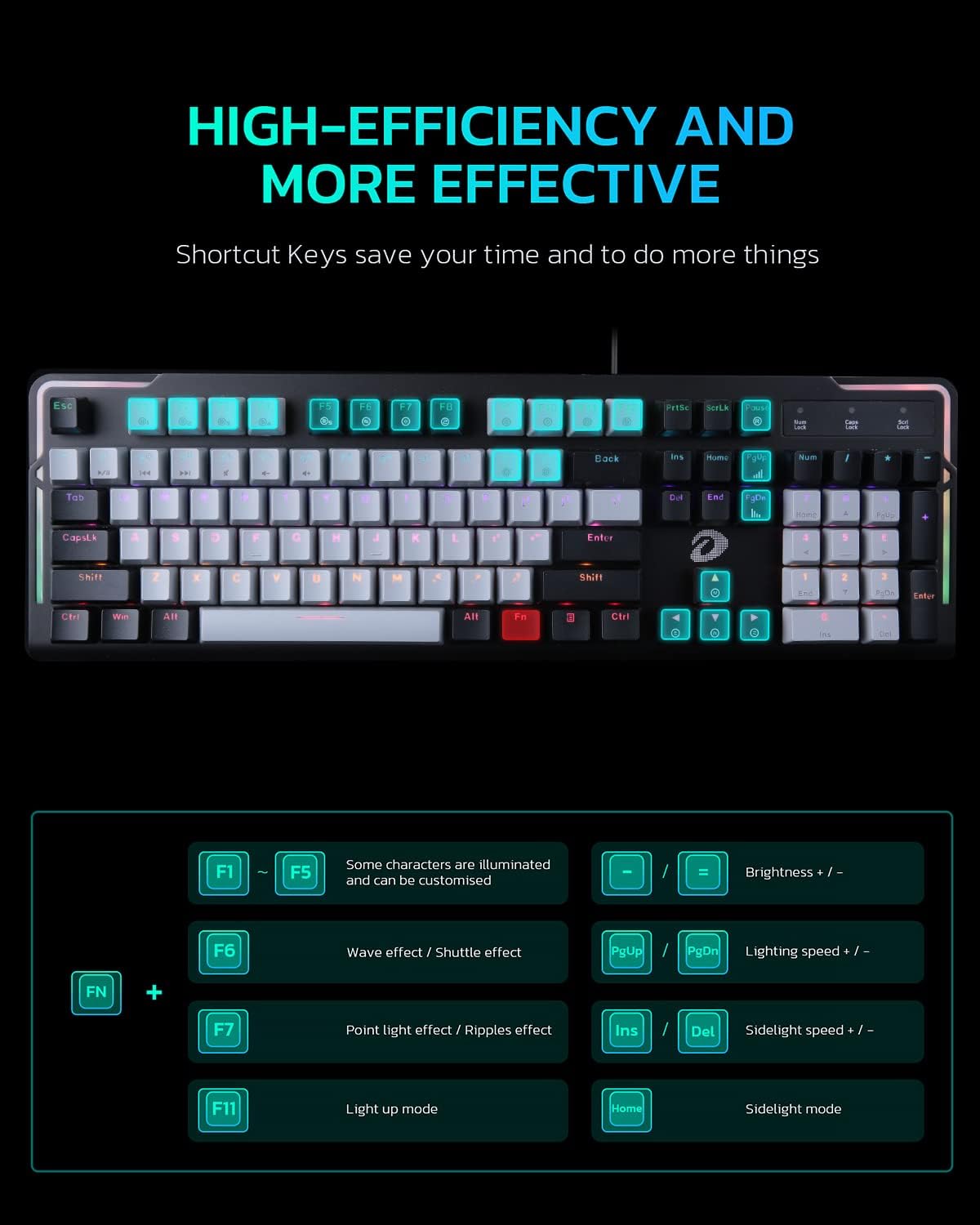 Full Size Red Switch Mechanical Gaming Keyboard with Detachable Wrist Rest U4146