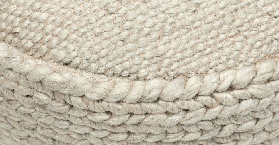 Ivory Braided Chunky Wool Pouf Y16849