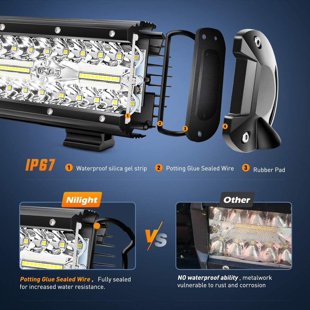 37Inch 780W Triple Row Flood Spot Combo Bar 78000LM Waterproof Led Work Light Pack of 2 Y7797