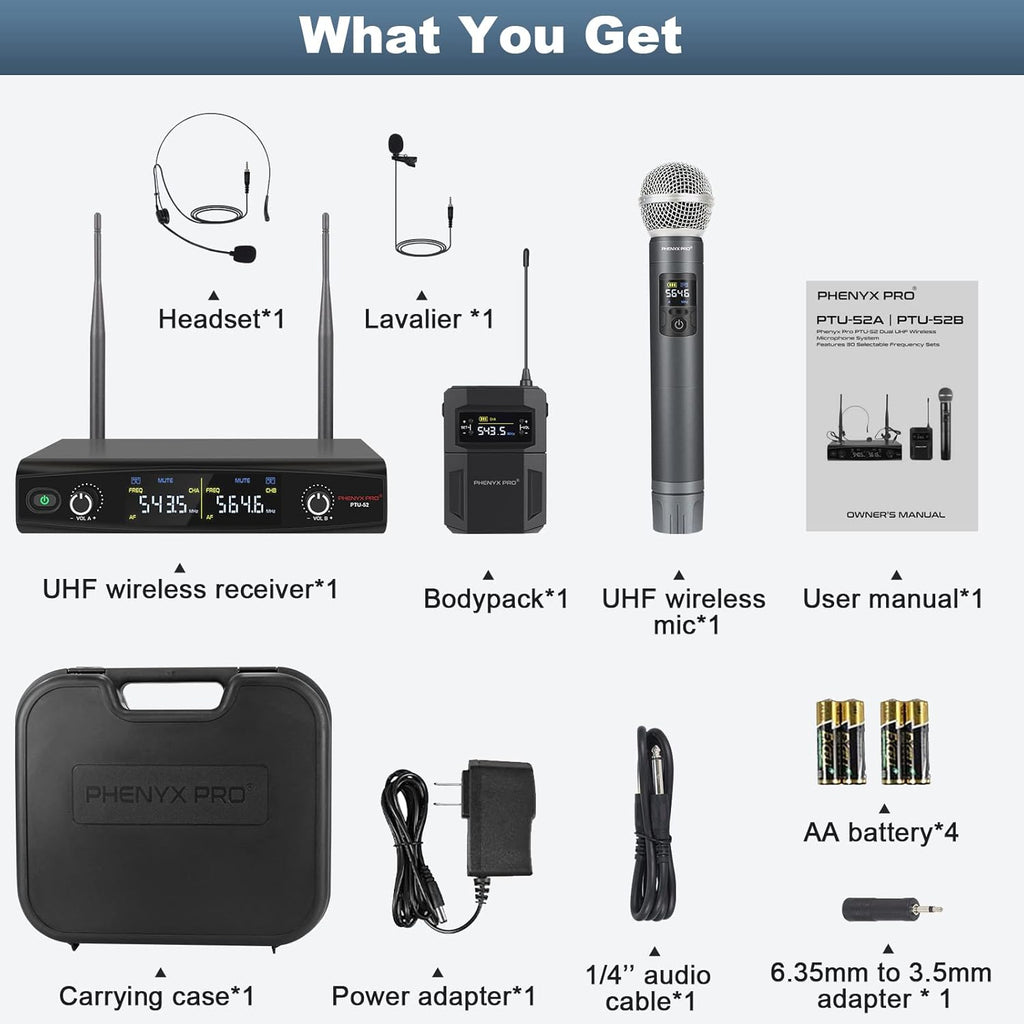 UHF Wireless Microphone System with Case B617