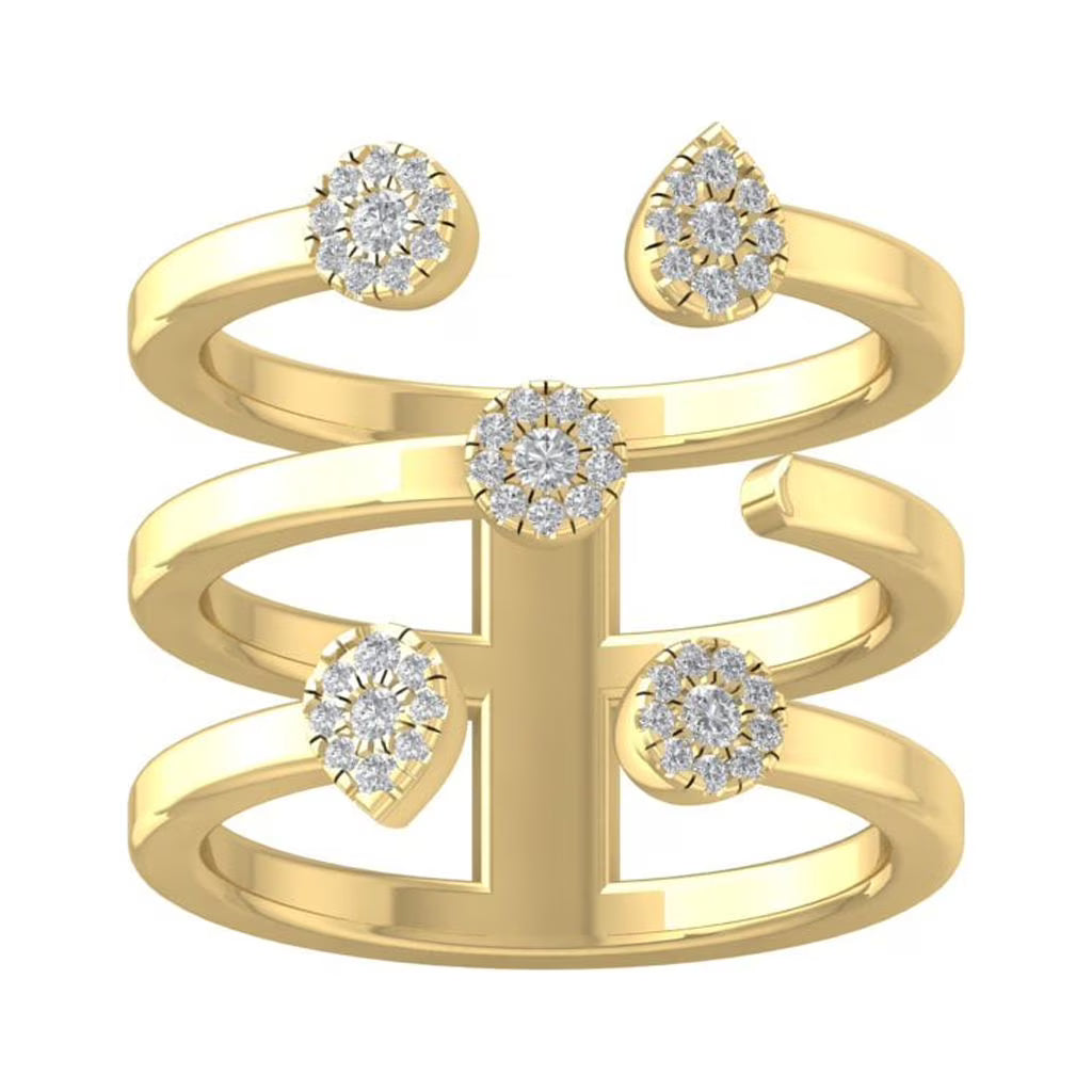10K Yellow Gold Lab Grown Diamond Open Band Ring Size 5.5 T103614