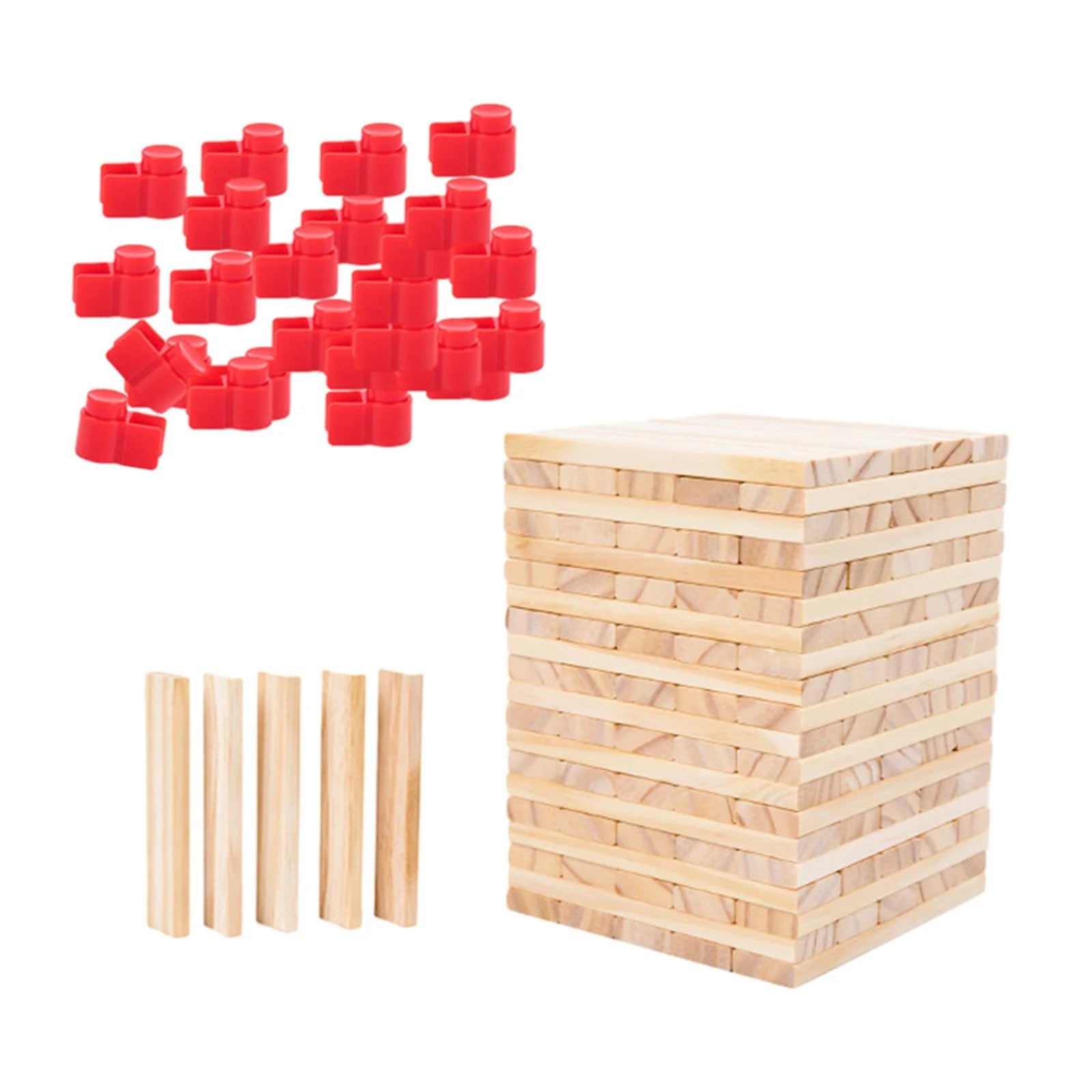 100 Pieces Wooden Blocks Stacking Game Building Kits Board Games D3806