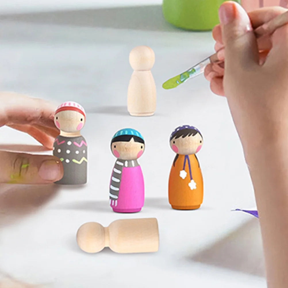 120 Pcs Unfinished Wooden Peg Dolls J391