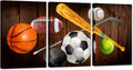 Vintage Sports Canvas Wall Art, 3 Pieces, Stretched and Framed, 16x24inch G5775