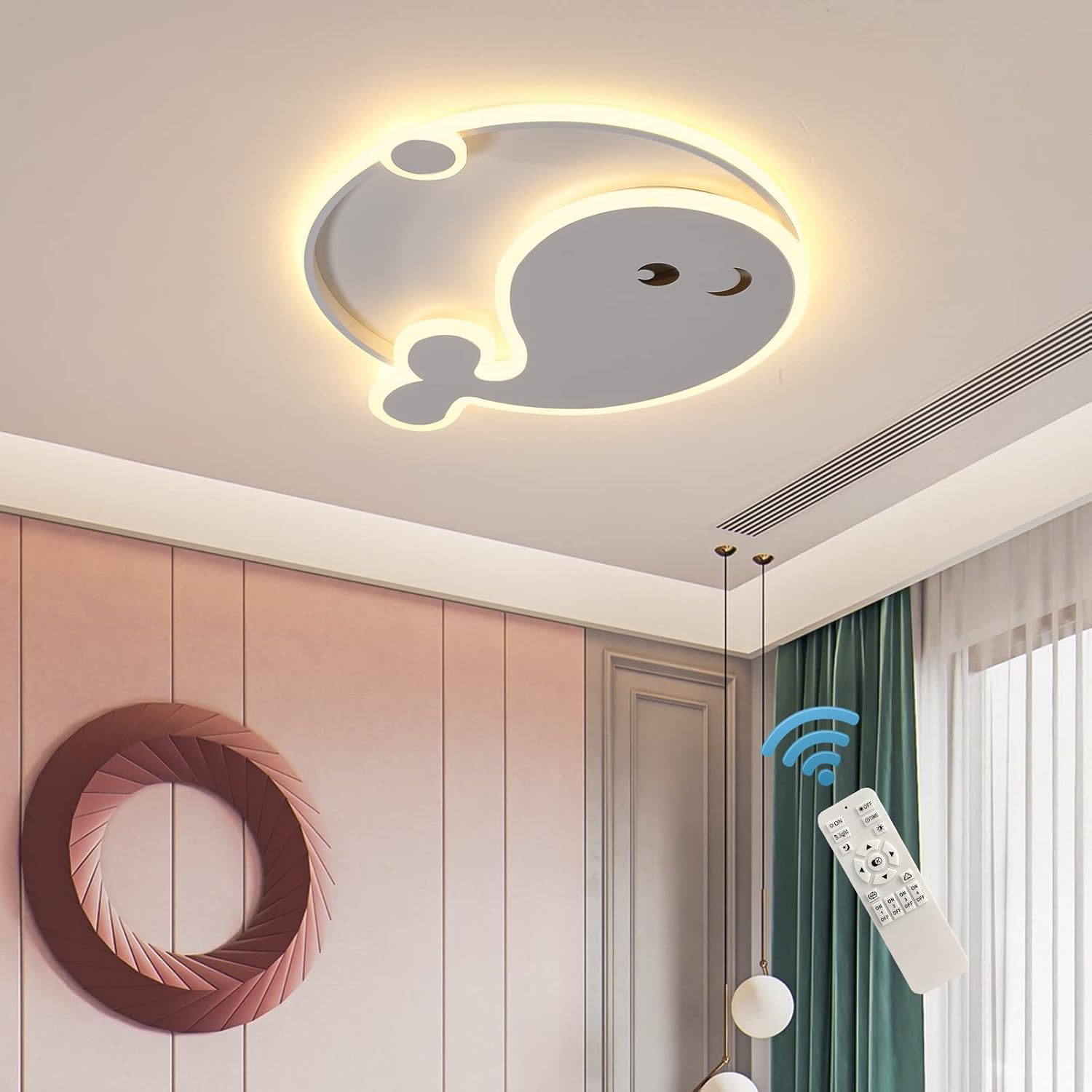 LED Ceiling Light Dimmable, 45W Flush Mount Ceiling Lamp with Remote V385937