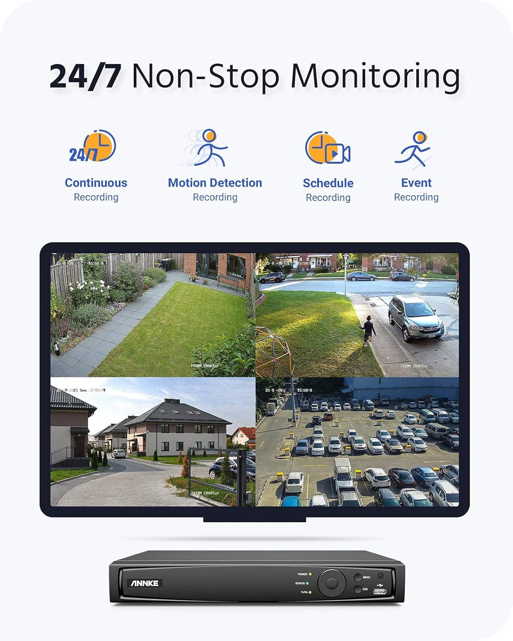 4K PoE 8CH NVR Security Camera System with 4pcs 8MP Turret Cameras, 2TB HDD Y592124