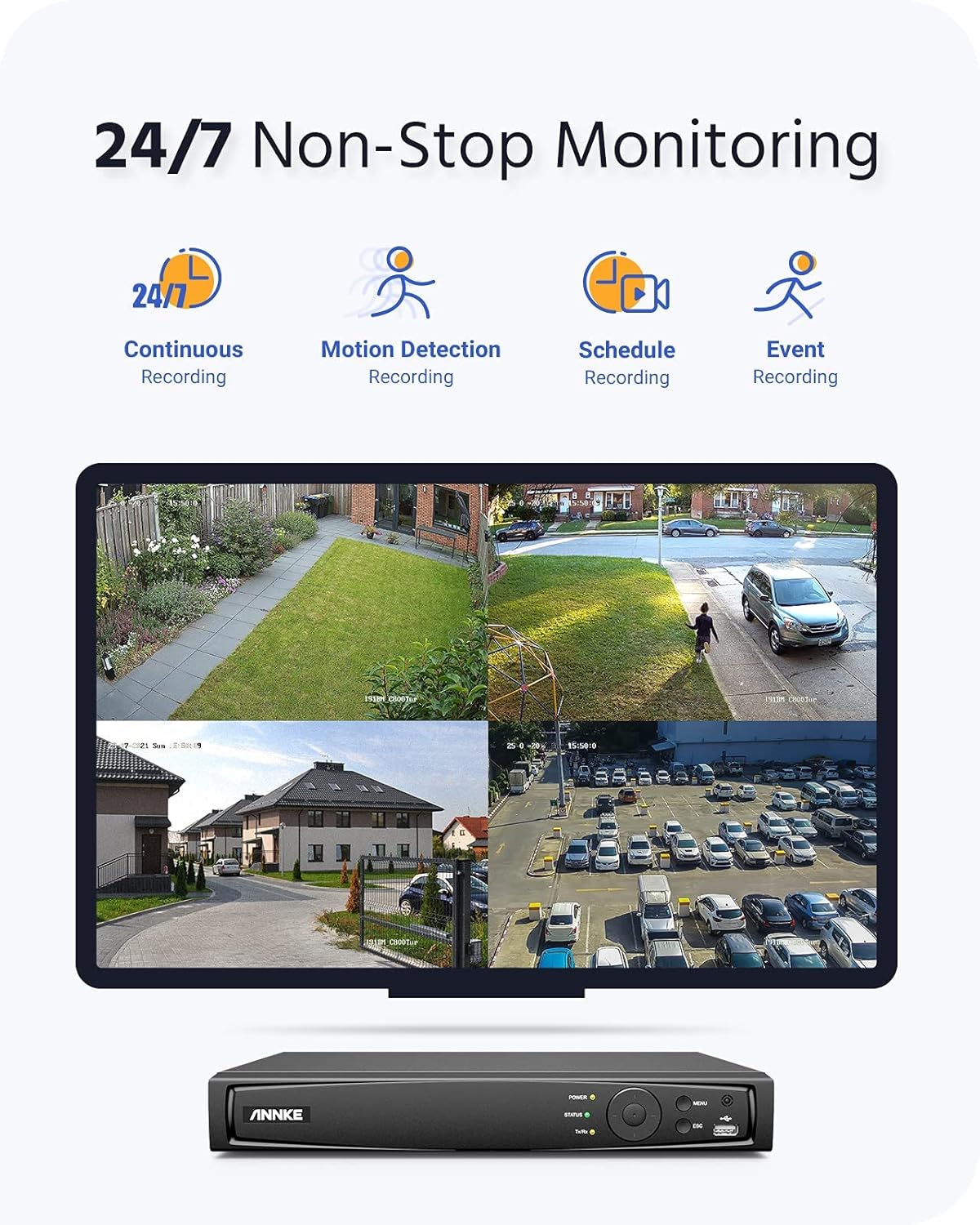 4K PoE 8CH NVR Security Camera System with 4pcs 8MP Turret Cameras, 2TB HDD Y592124