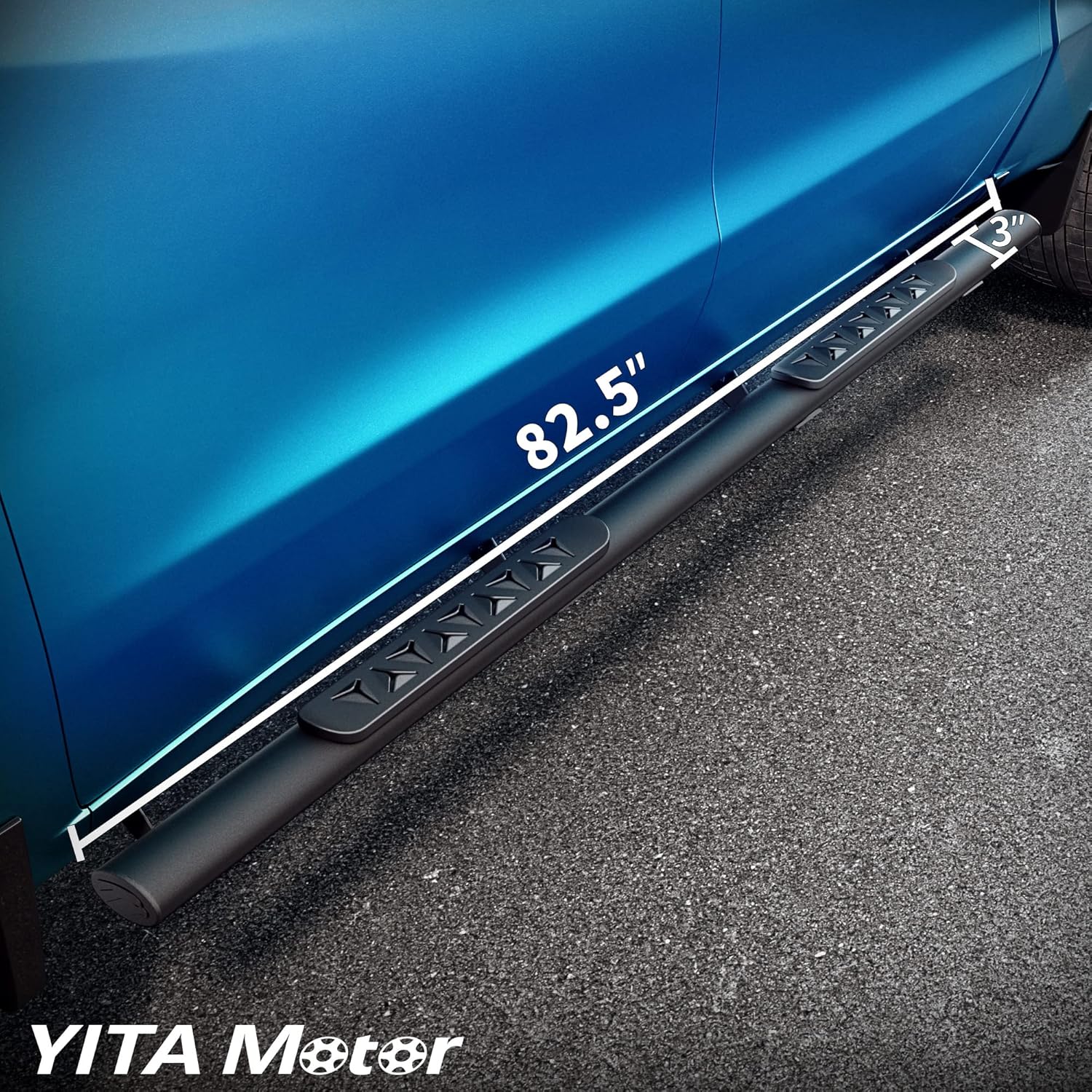 Black Powder Coated Side Steps Running Boards W49678
