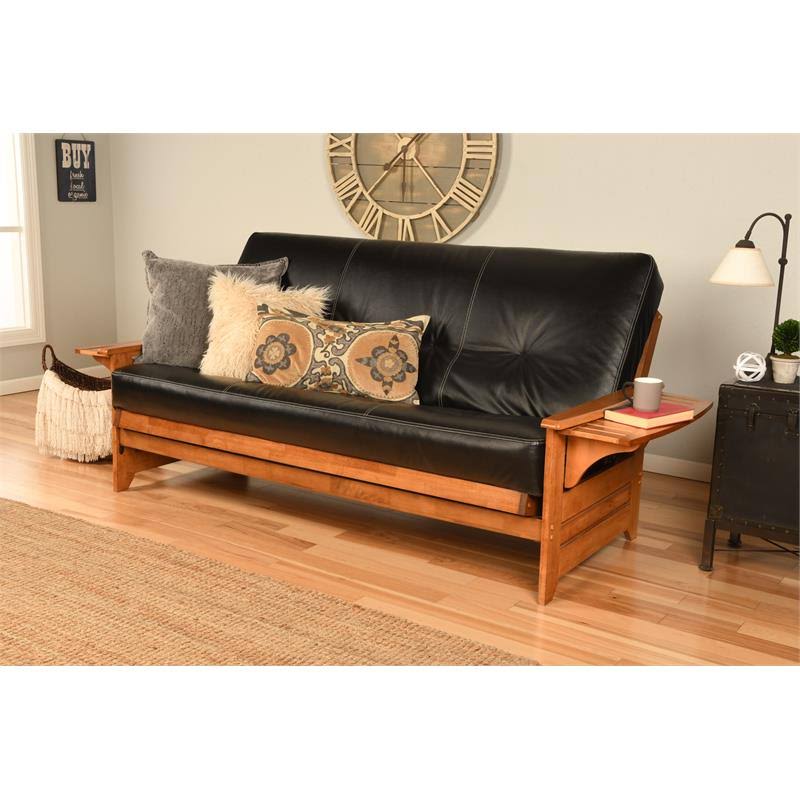 Full-Size Faux Leather Futon Mattress in Black S7950