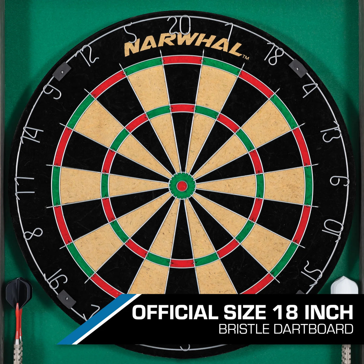18 in Dartboard and Cabinet Set with 6 Steel Tip Darts W325147