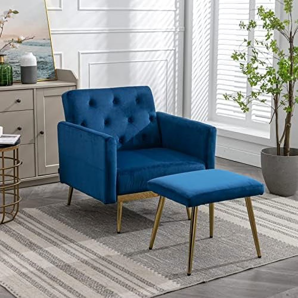 Modern Velvet Accent Chair with Ottoman N687719