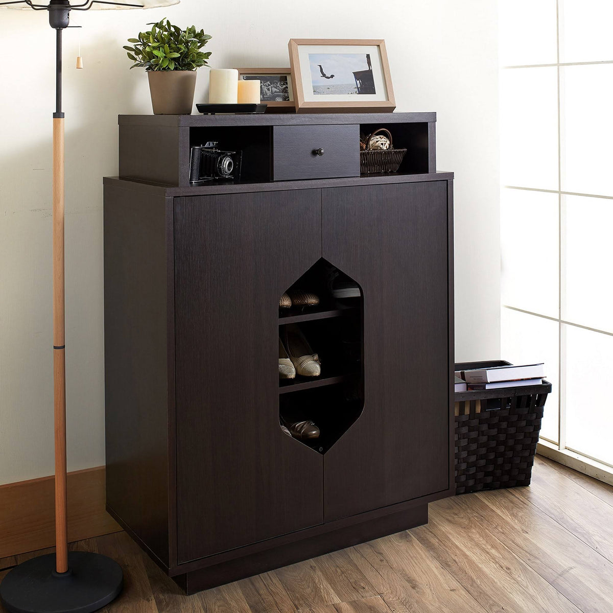 Espresso 1-Drawer Shoe Cabinet L234