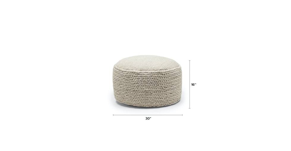 Ivory Braided Chunky Wool Pouf Y16849