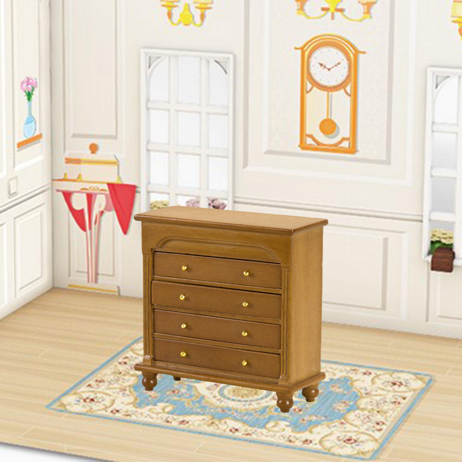 1/12 Scale Dollhouse Sideboard Miniature Cabinet Simulation Furniture Model walnut color B81347
