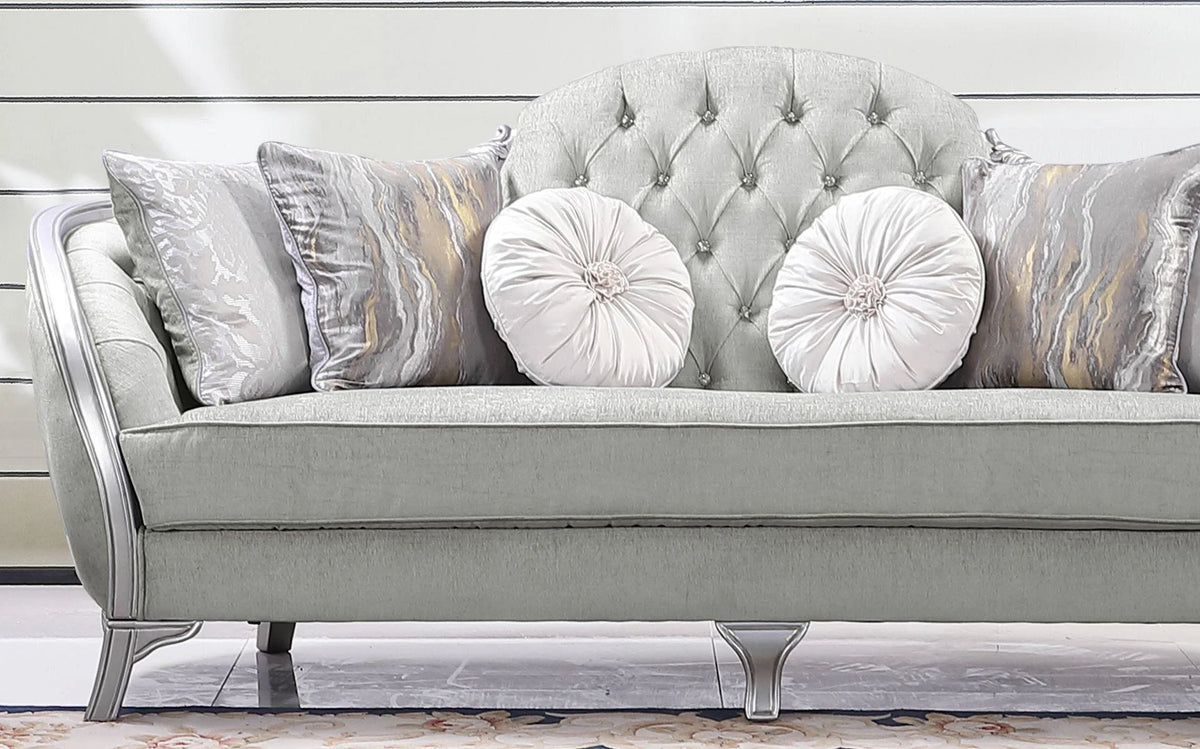 Silver Gray Finish Wood Sofa Set 2Pcs F243