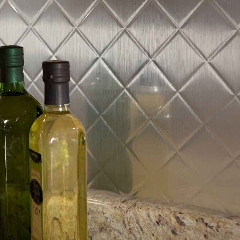 18in x 24in Quilted Brushed Aluminum Backsplash Panel (5 Pack) K4821