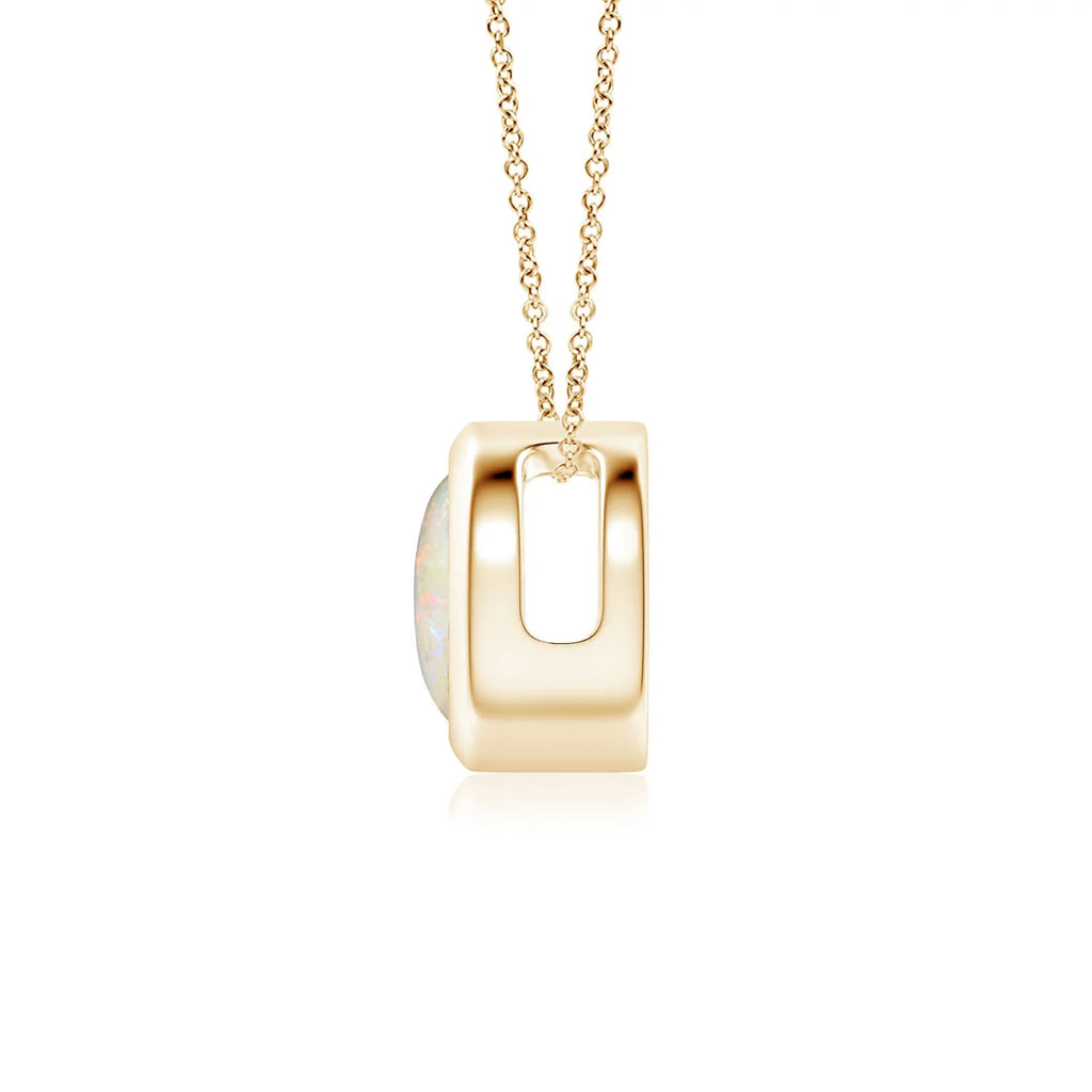 14K Yellow Gold Opal Solitaire Pendant Necklace S2752