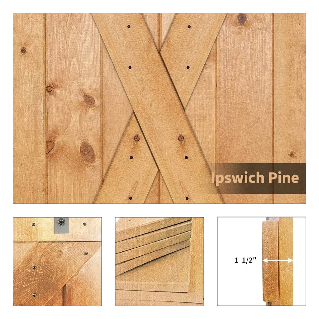 Paneled Wood Barn Door with Installation Hardware Kit K21868
