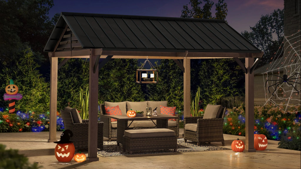 Black Galvanized Steel Hardtop Gazebo 13 x 13 ft. X81068