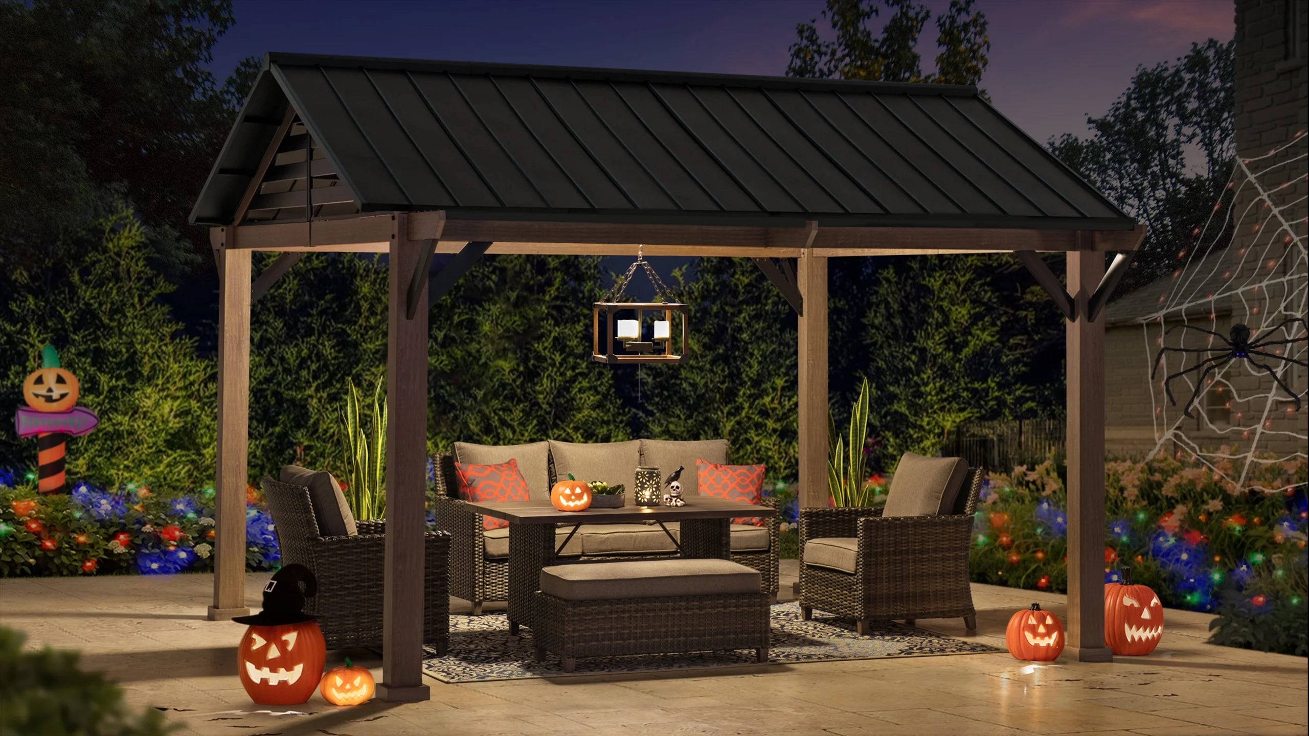 Black Galvanized Steel Hardtop Gazebo 13 x 13 ft. X81068
