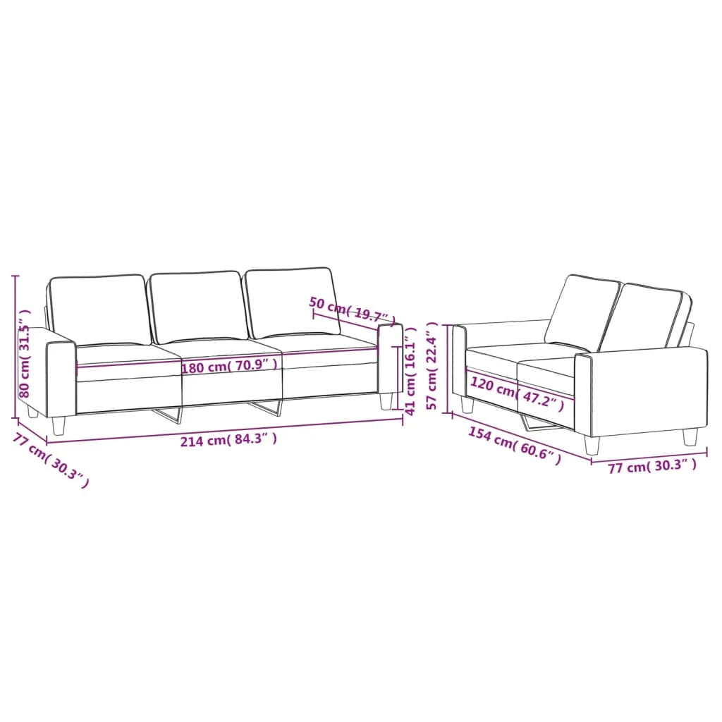 2 Piece Dark Gray Fabric Sofa Set H52642