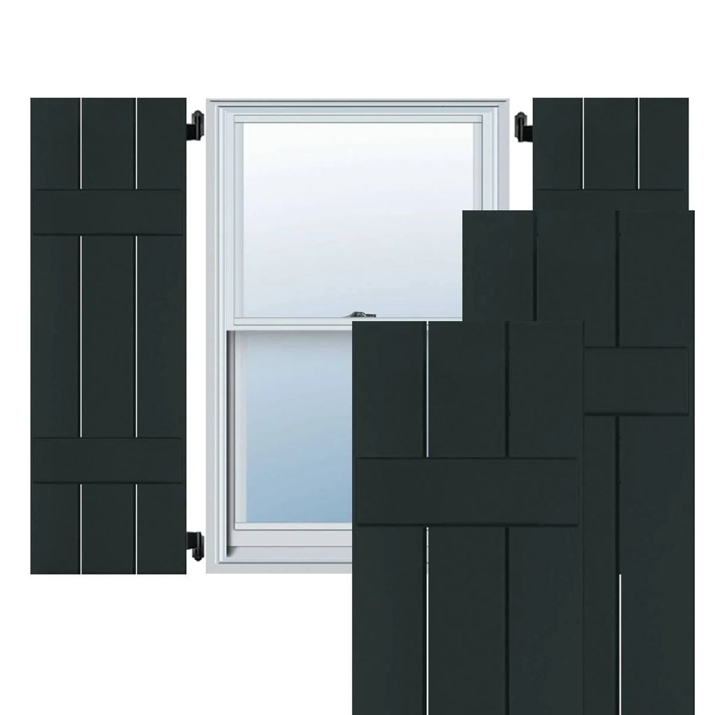 Dark Green Pine Board and Batten Shutters Pair L342699