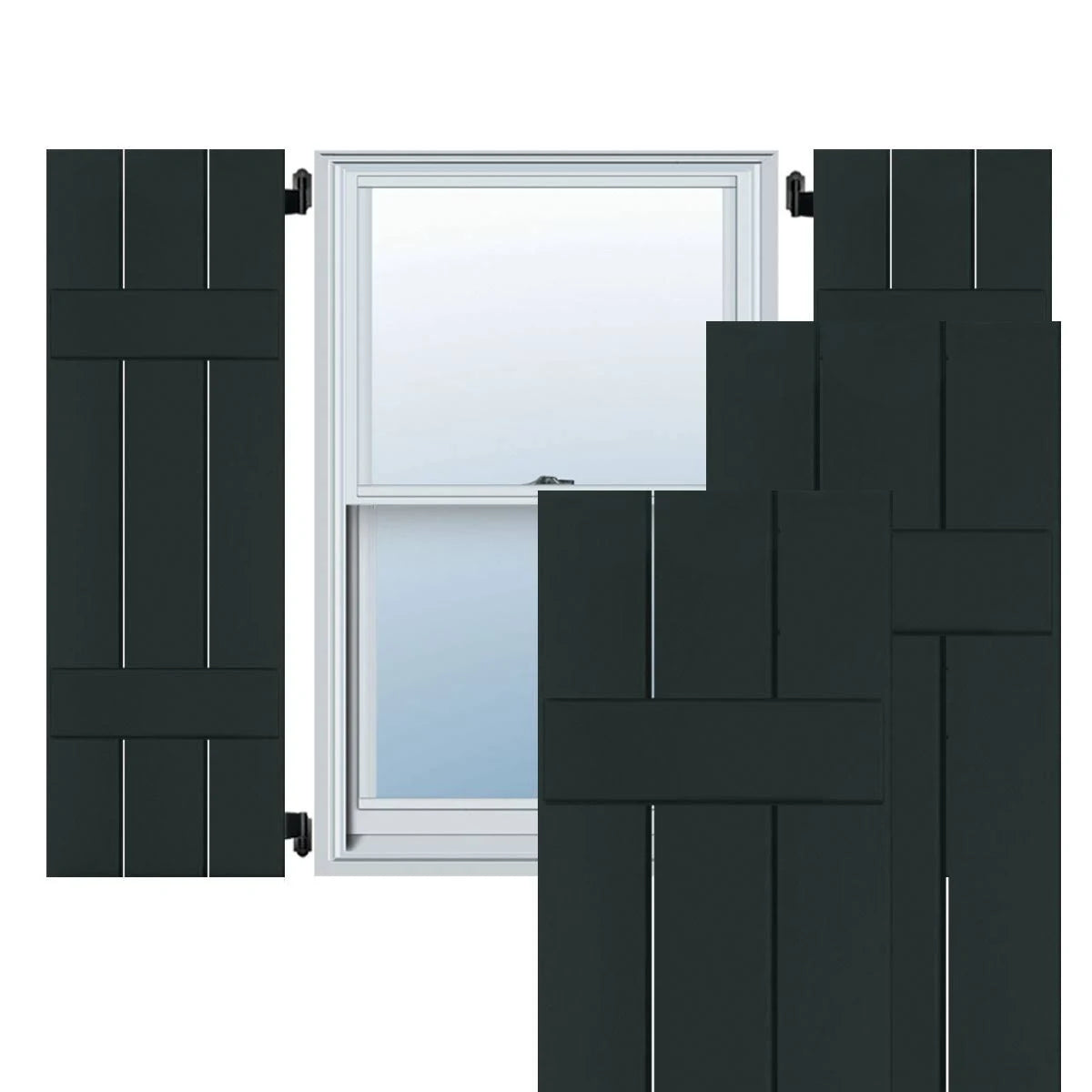 Dark Green Pine Board and Batten Shutters Pair L342699