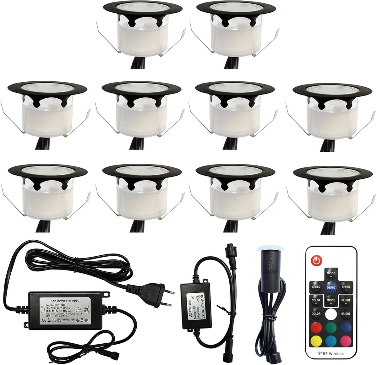 12 Pack IP67 Waterproof Dimmable Low Voltage Recessed LED Deck Light L890236