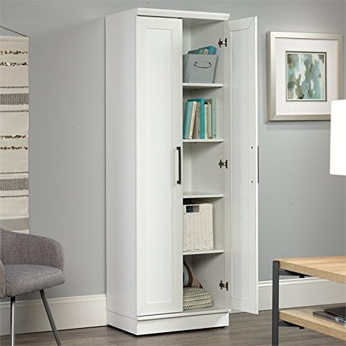 White Storage Cabinet with Door and Shelves O21668